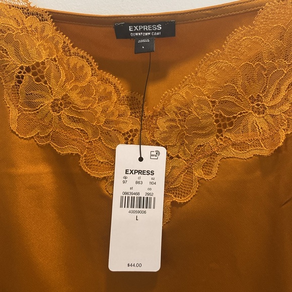 NWT Satin Lace Trim V-Neck Downtown Cami - mustard yellow - Picture 7 of 9